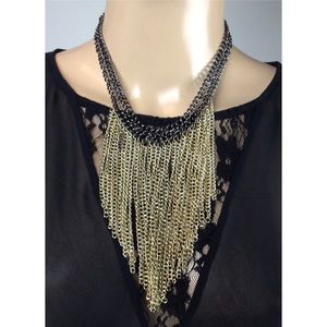BCBGENERATION NECKLACE FRINGE LAYERED TIERED GOLD